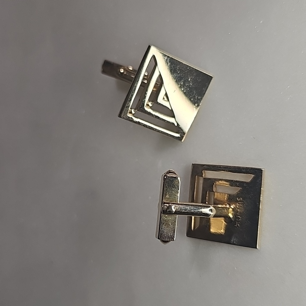 Swank Goldtone Geometric Cufflinks